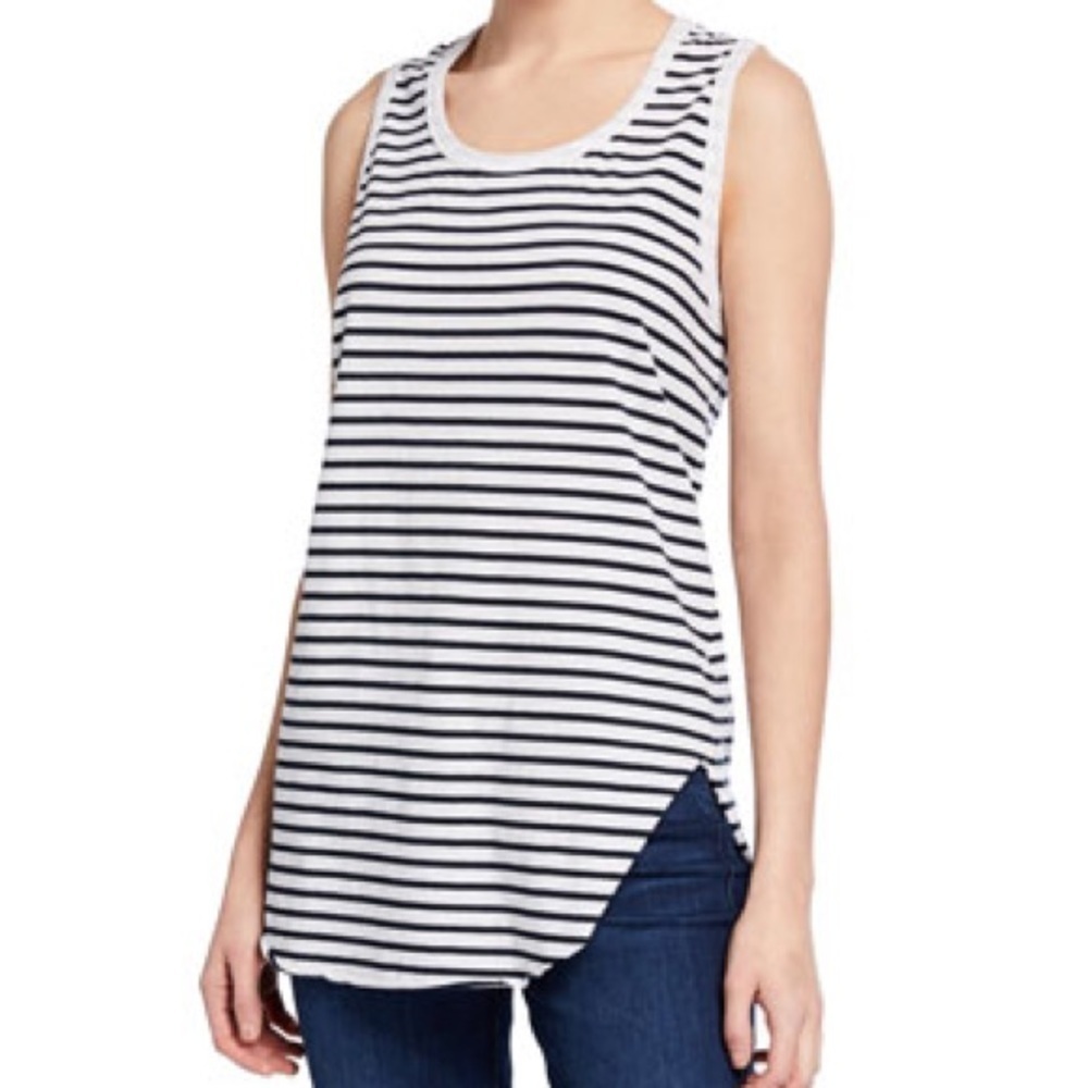 ✅Frank & Eileen Tee Lab Striped Scoop-Neck Relaxed Asymmetric Tank. SIZE X-SMALL